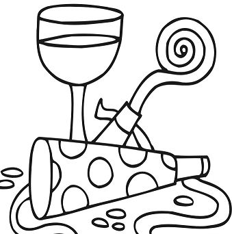 New Years Party Favors Coloring Page