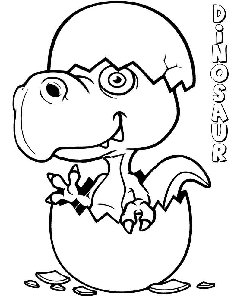 Newly hatched Baby Dinosaur eggs Coloring Page
