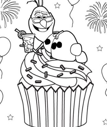 Nice Happy Birthday Cupcake Coloring Page