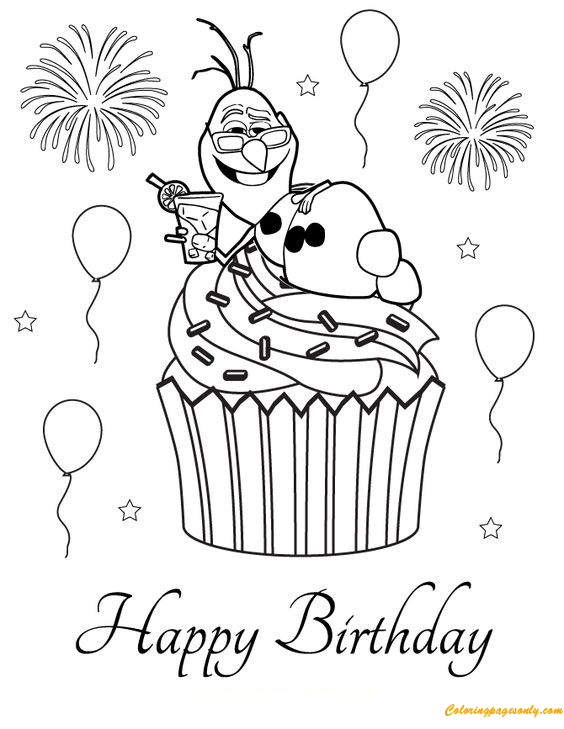 Happy Birthday Cupcake Coloring
