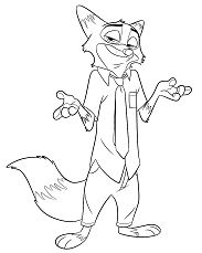Nick Wilde from Zootopia Coloring Page
