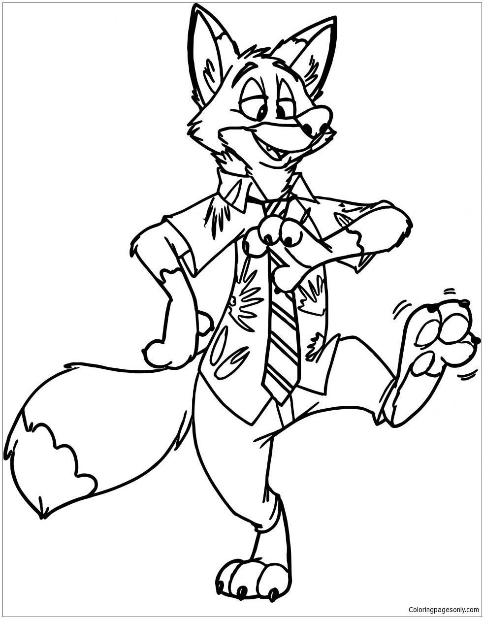 nick wilde coloring page printable zootopia