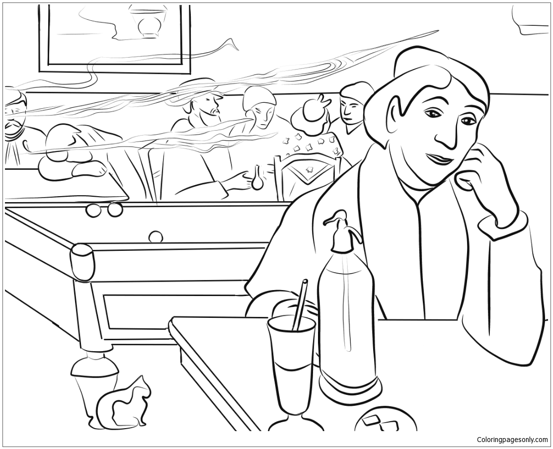 Night Cafe In Arles By Paul Gauguin Coloring Pages