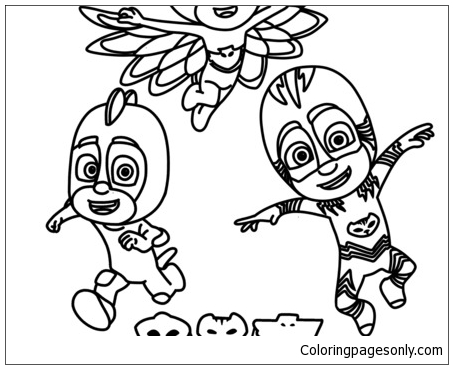 night ninja coloring page in black and white pj masks