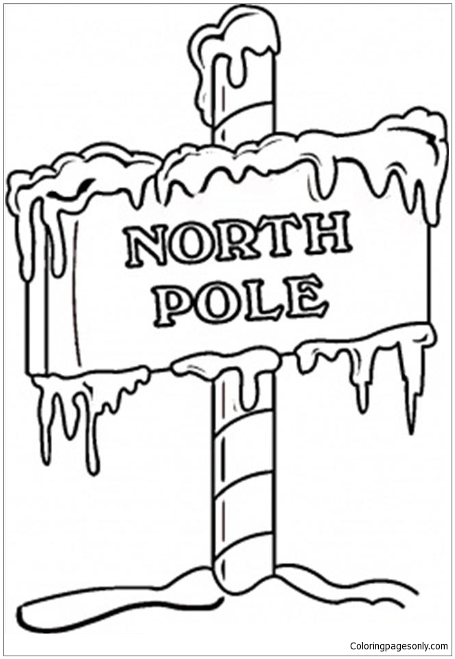 North Pole Sign Coloring Pages