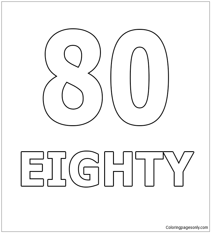 Number Eighty Coloring Pages