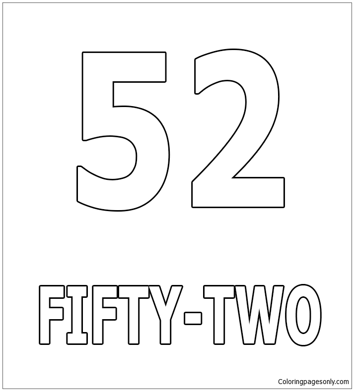 Number Fifty-Two Coloring Page