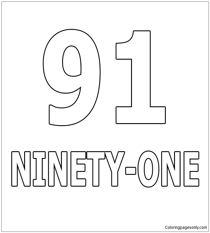 Number Ninety-One Coloring Page