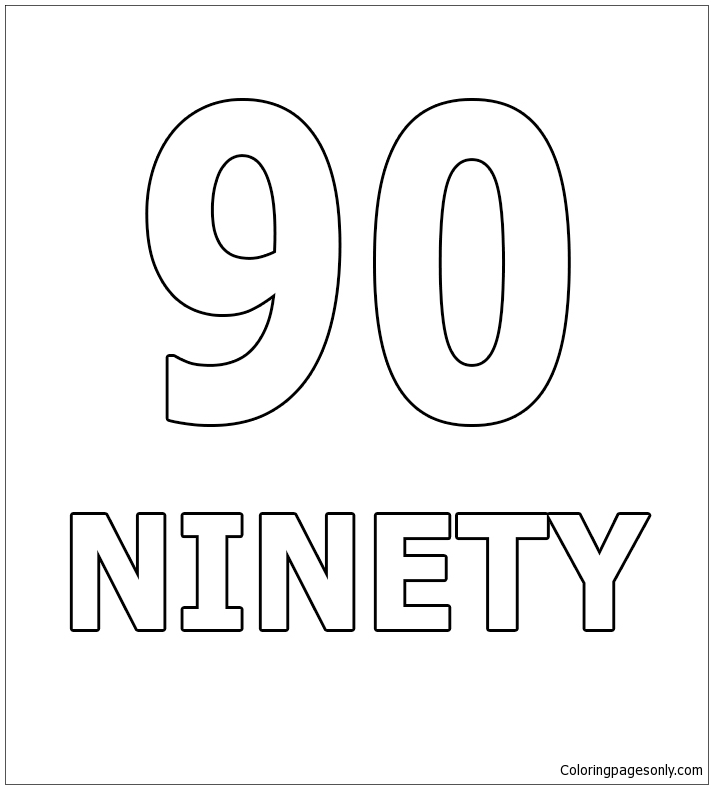 Number Ninety Coloring Pages