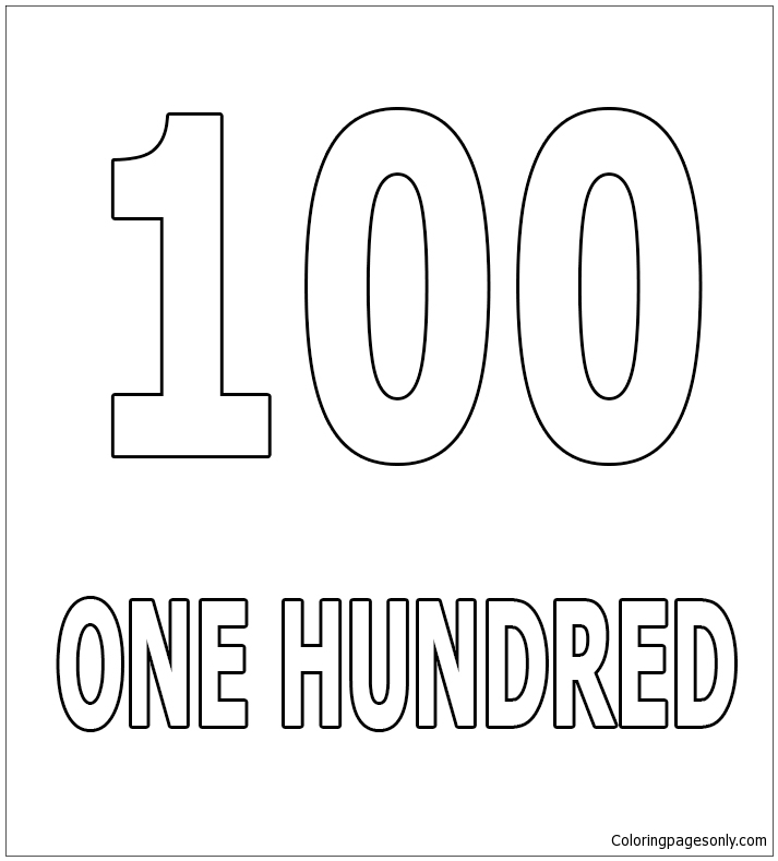 Number One-Hundred Coloring Page