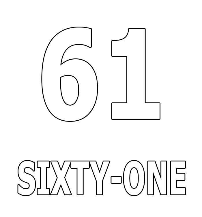Number Sixty-One Coloring Pages