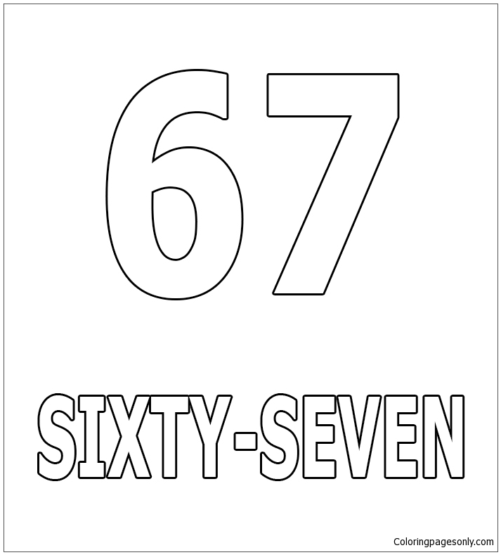 Number Sixty-Seven Coloring Page - Free 