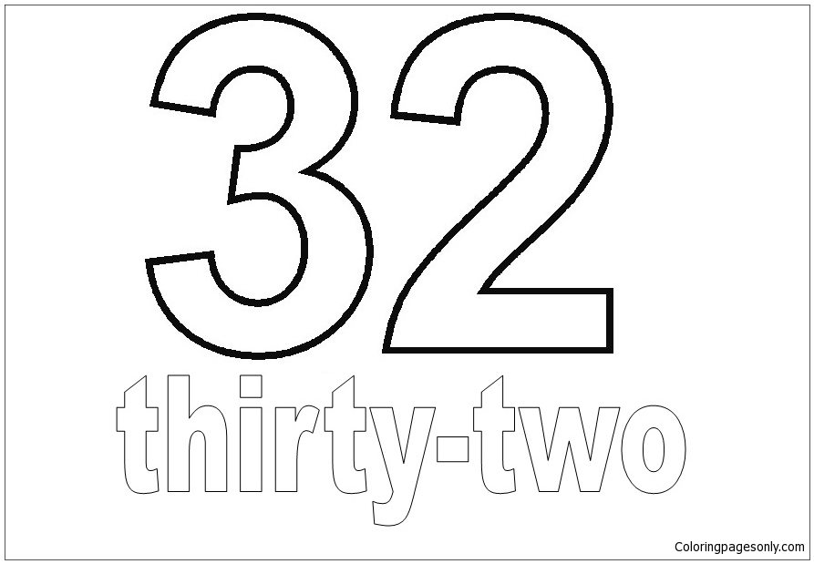 Number Thirty-Two Coloring Pages
