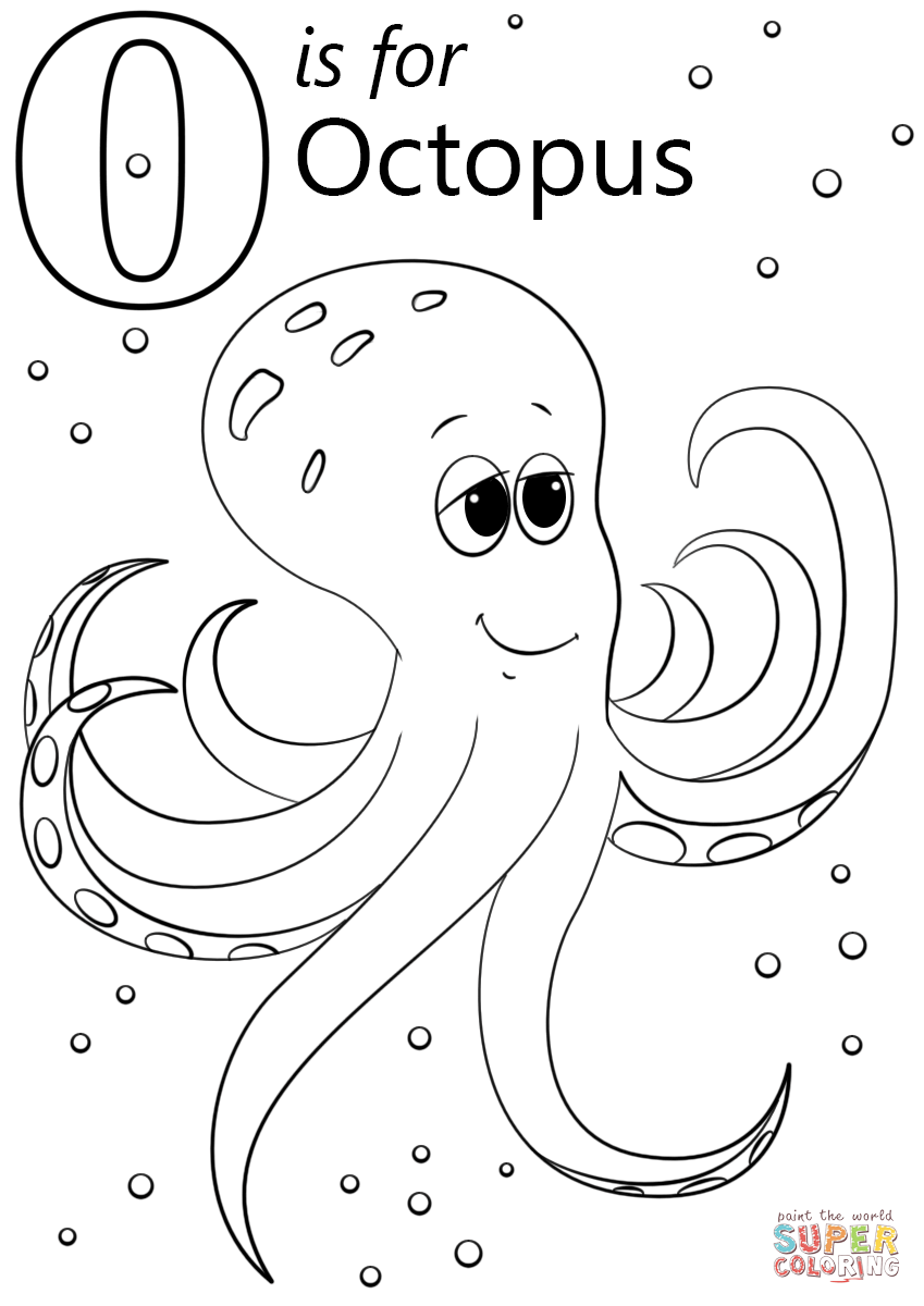 O is for Octopus Coloring Pages