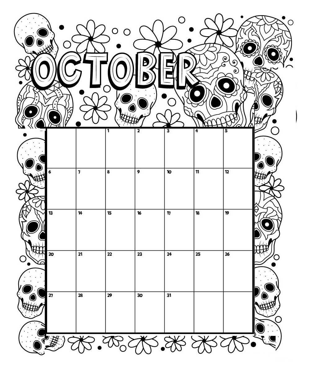 October Calendar 2021 Coloring Pages - Calendar For 2021 Coloring Pages - Coloring Pages For ...