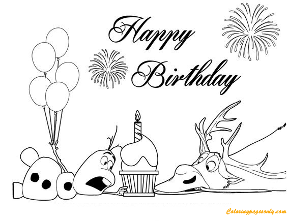 Olaf And Sven Fight For Cupcake Coloring Page Free Coloring