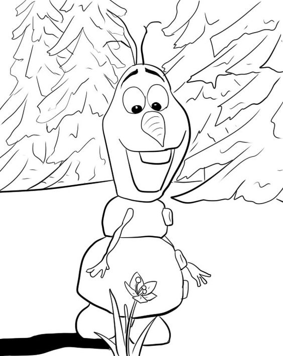 Olaf Finding A Flower Coloring Page