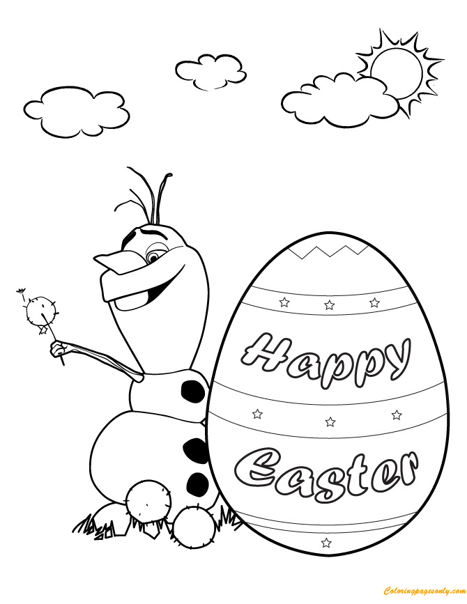 Olaf Spring Easter Coloring Page