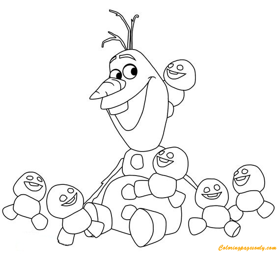 Pagina da colorare di Olaf il pupazzo di neve