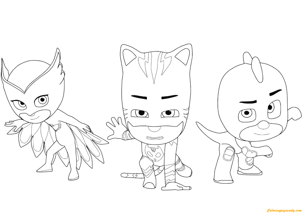 Owlette, Catboy and Gecko From Pj Masks Coloring Page - Free Coloring ...