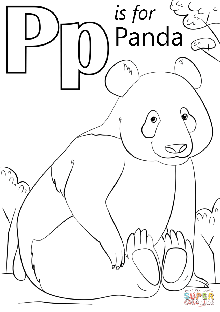 P is voor Panda Kleurplaat