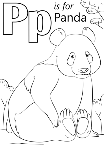 P is for Panda Coloring Page