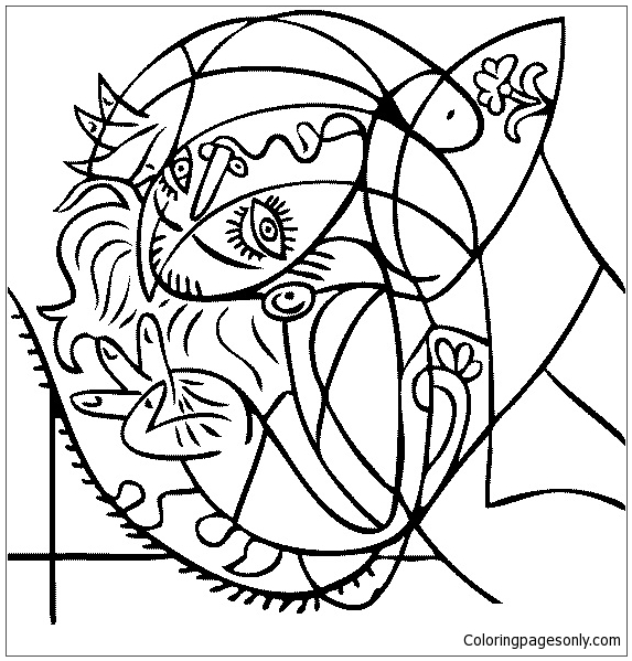 Pablo Picasso - Girl On A Pillow Coloring Pages