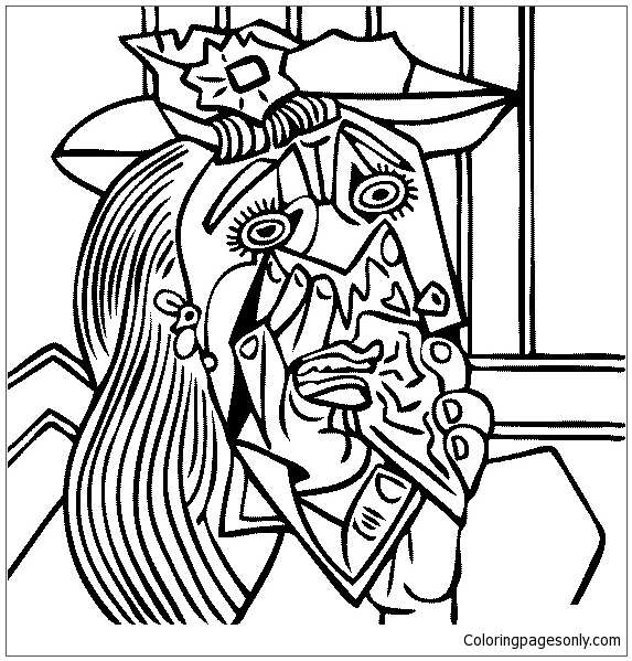 Pablo Picasso – Weeping Woman with Handkerchief Coloring Page