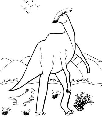 Desenho para colorir de dinossauros Parasaurolophus
