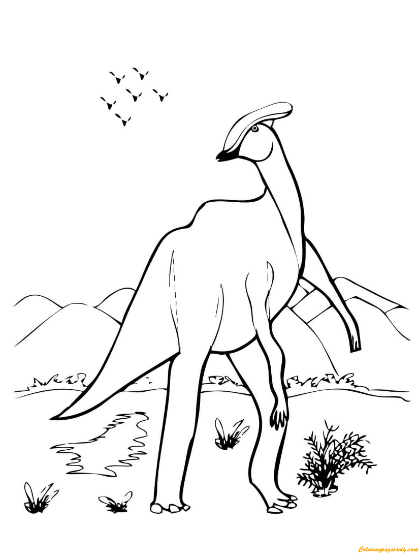 Parasaurolophus Dinosaurs Coloring Page