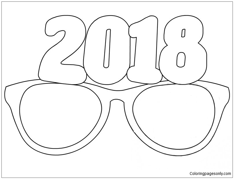 Download Party Glasses 2018 Coloring Pages - Holidays Coloring Pages - Free Printable Coloring Pages Online