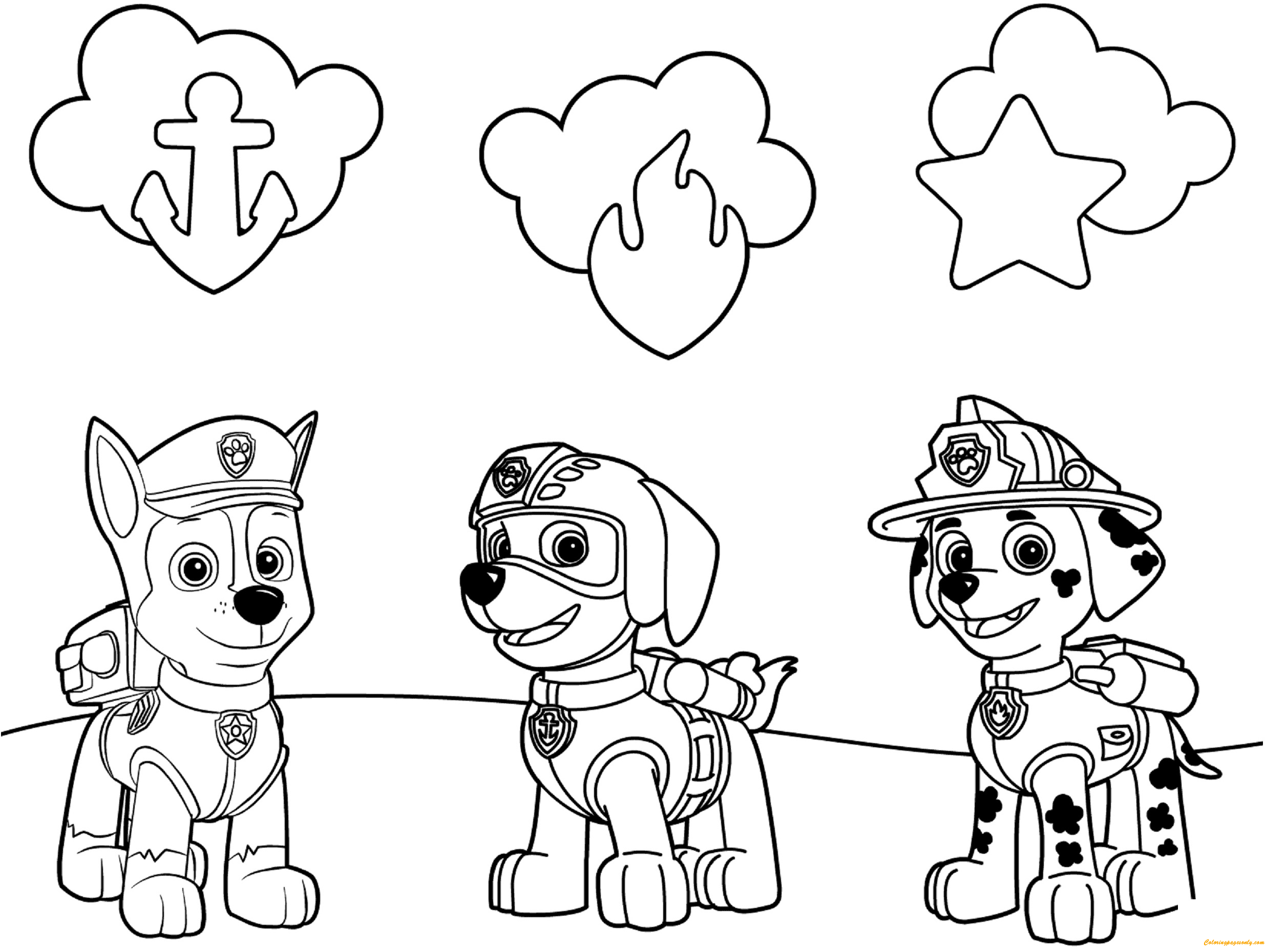 Download Paw Patrol Badges Coloring Pages - Cartoons Coloring Pages - Free Printable Coloring Pages Online