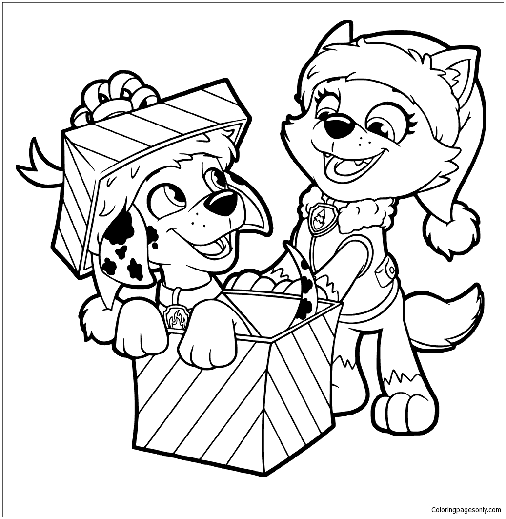  Paw  Patrol  Christmas  Gifts Coloring  Page  Free Coloring  