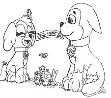 Paw Patrol In Valentines day Coloring Page