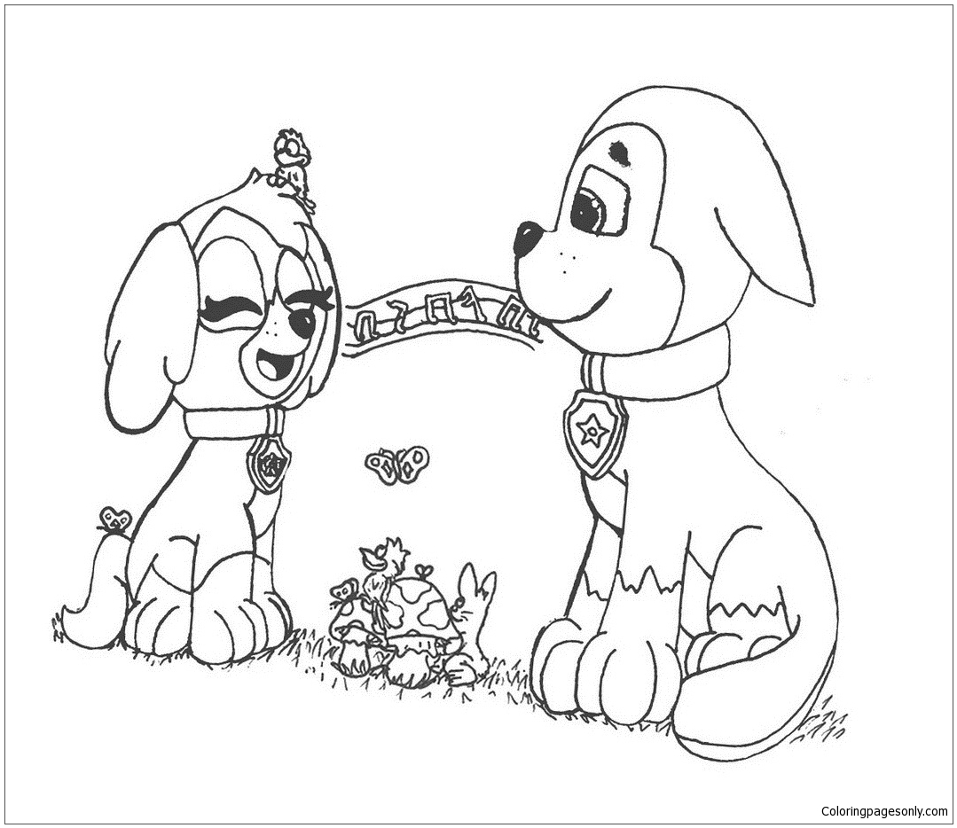 Paw Patrol In Valentines Day Coloring Page Free Printable Coloring Pages