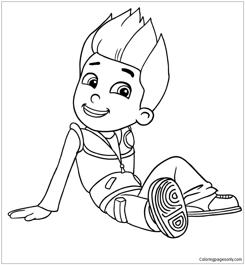 Paw Patrol Ryder Sitting And Happy Coloring Pages