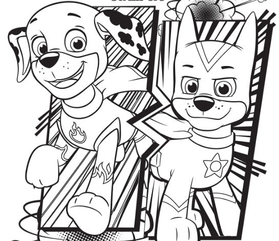 Paw Patrol Super Pups Chase And Marshall Coloring Page