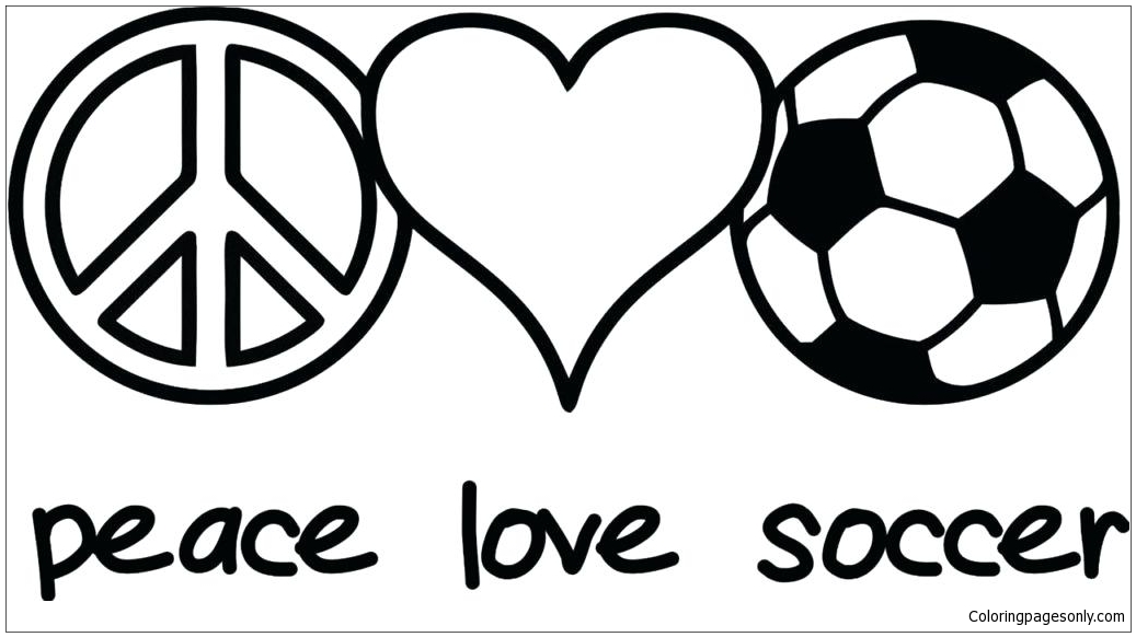 Peace Love Soccer Coloring Page