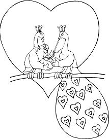 Peacock And Peahen In Love Coloring Page
