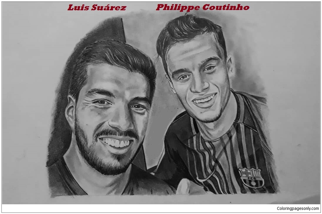 Download Philippe Coutinho & Luis Suárez Coloring Page - Free Coloring Pages Online