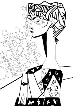 Picasso Jacqueline With Flowers Coloring Pages