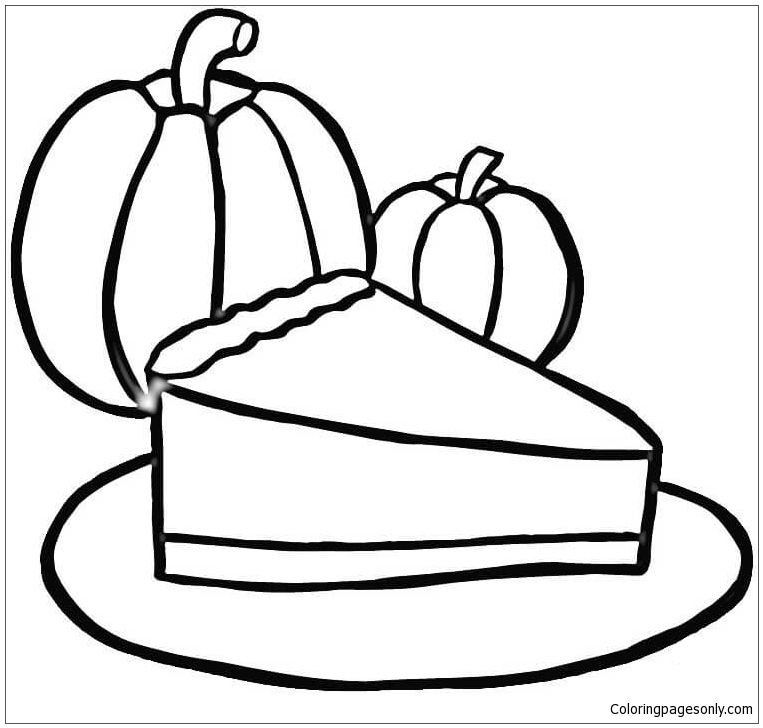 Piece of Pumpkin Pie Coloring Pages - Desserts Coloring Pages