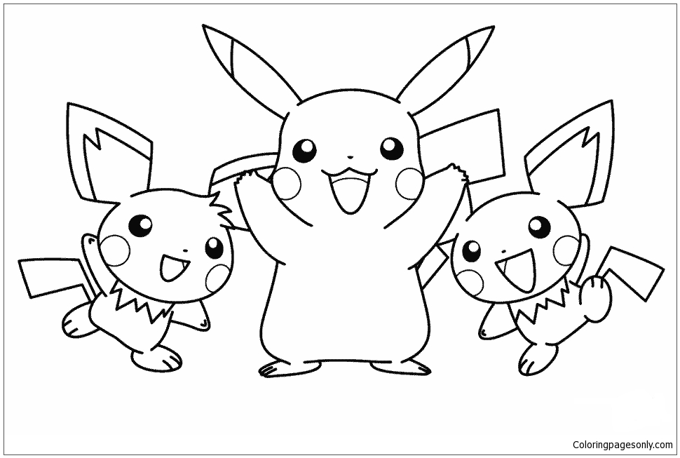Pikachu And His Friends Coloring Pages