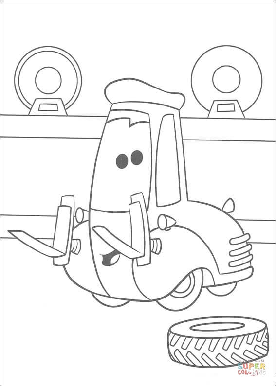 Guido and a wheel from Disney Cars Coloring Pages