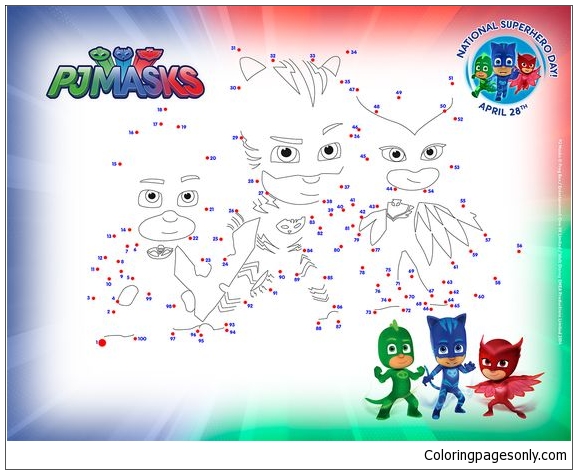 PJ Masks Dot-to-Dot Activity Coloring Page