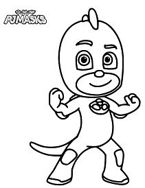 Página para colorir PJ Masks Gekko
