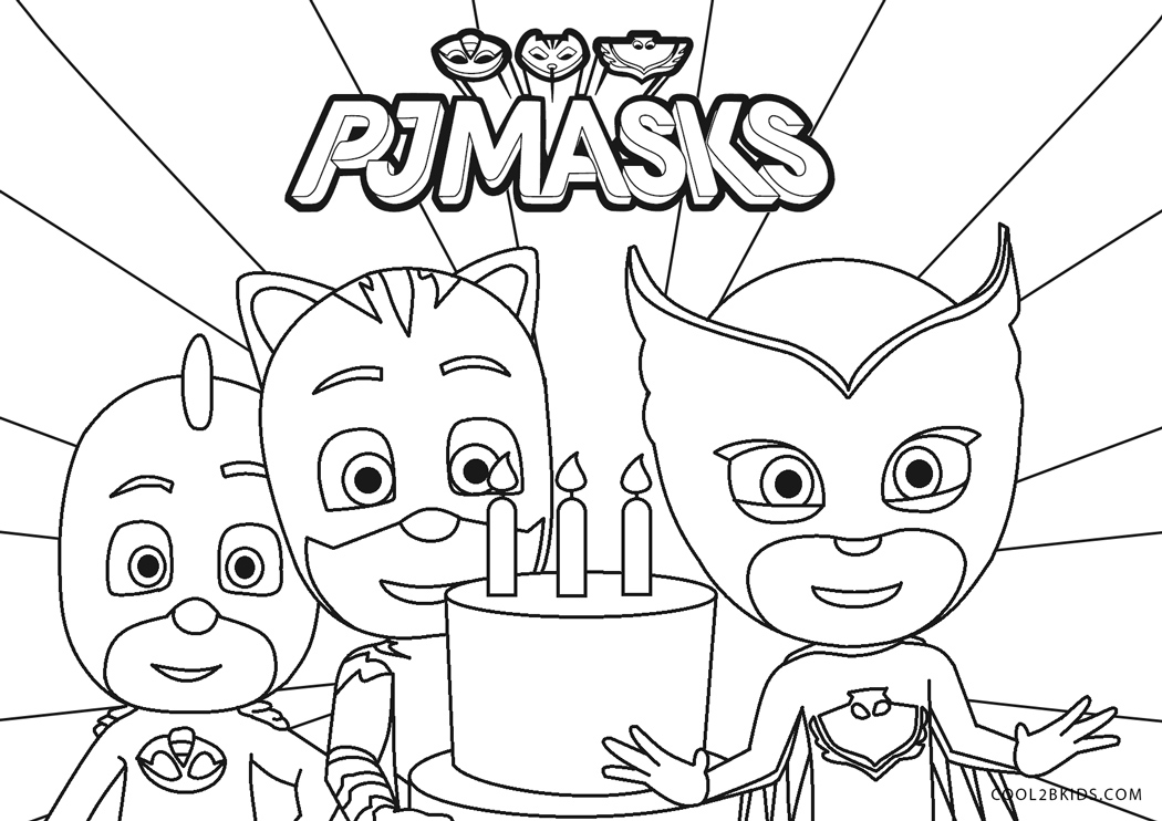 PJ Masks Happy Birthday Coloring Pages