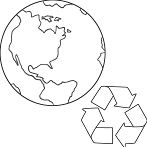 Planet Earth and Recycling Coloring Page