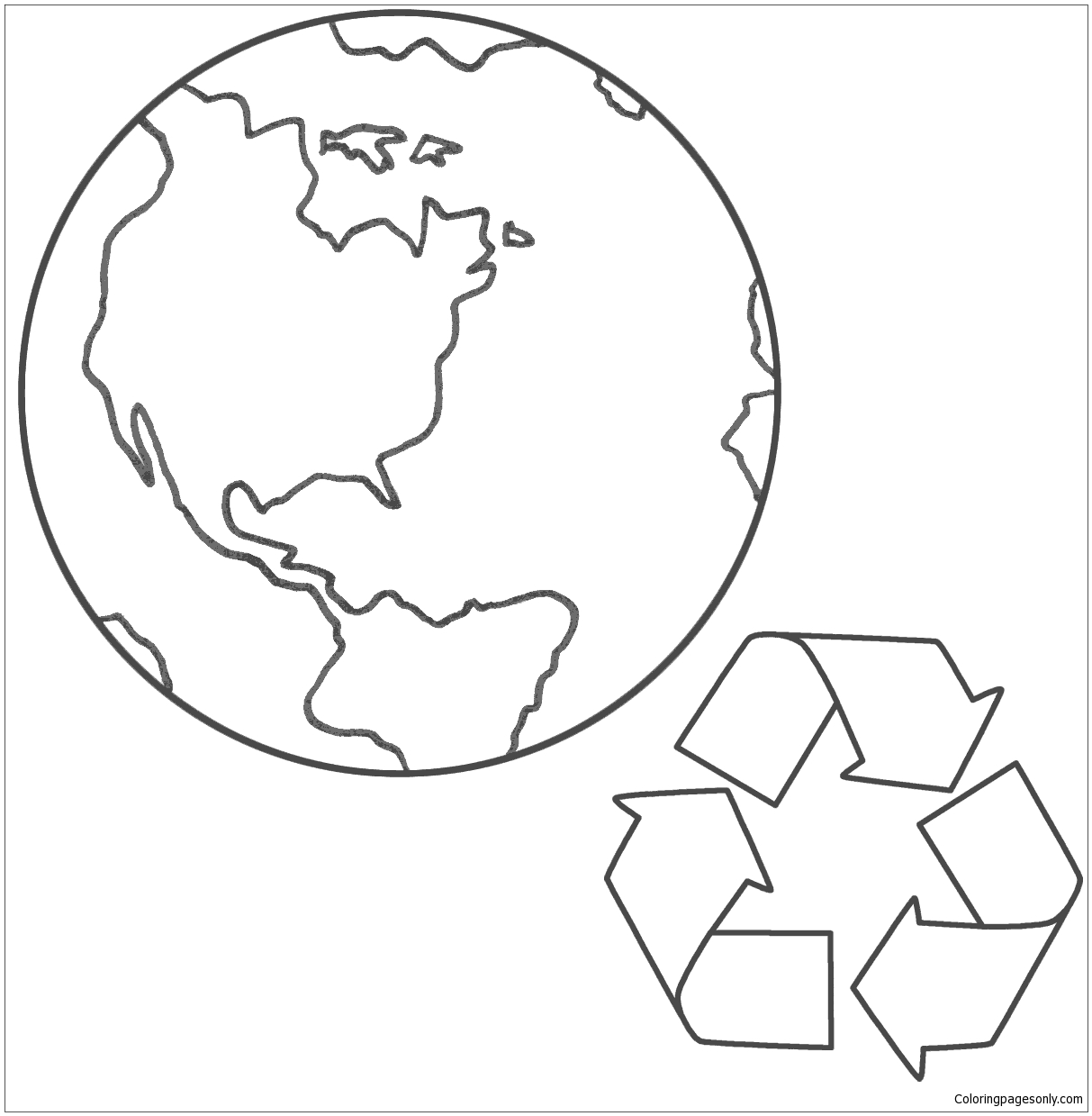 Planet Earth and Recycling Coloring Pages - Nature ...