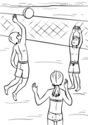 Play Volleyball On The Beach In The Summer Coloring Page